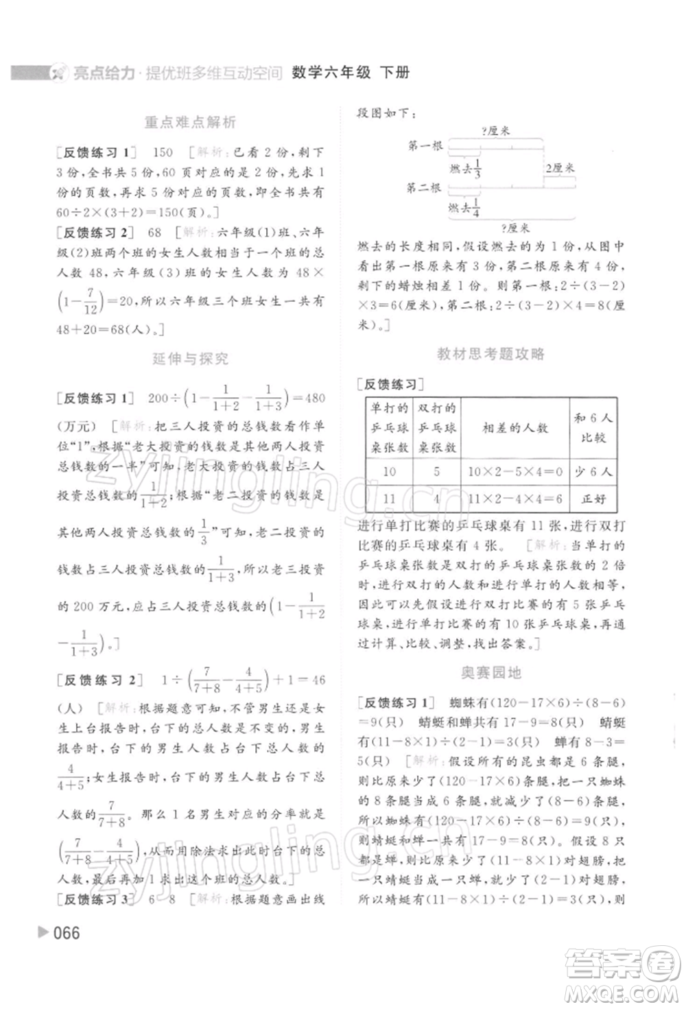 北京教育出版社2022亮點(diǎn)給力提優(yōu)班多維互動(dòng)空間六年級(jí)數(shù)學(xué)下冊(cè)蘇教版參考答案