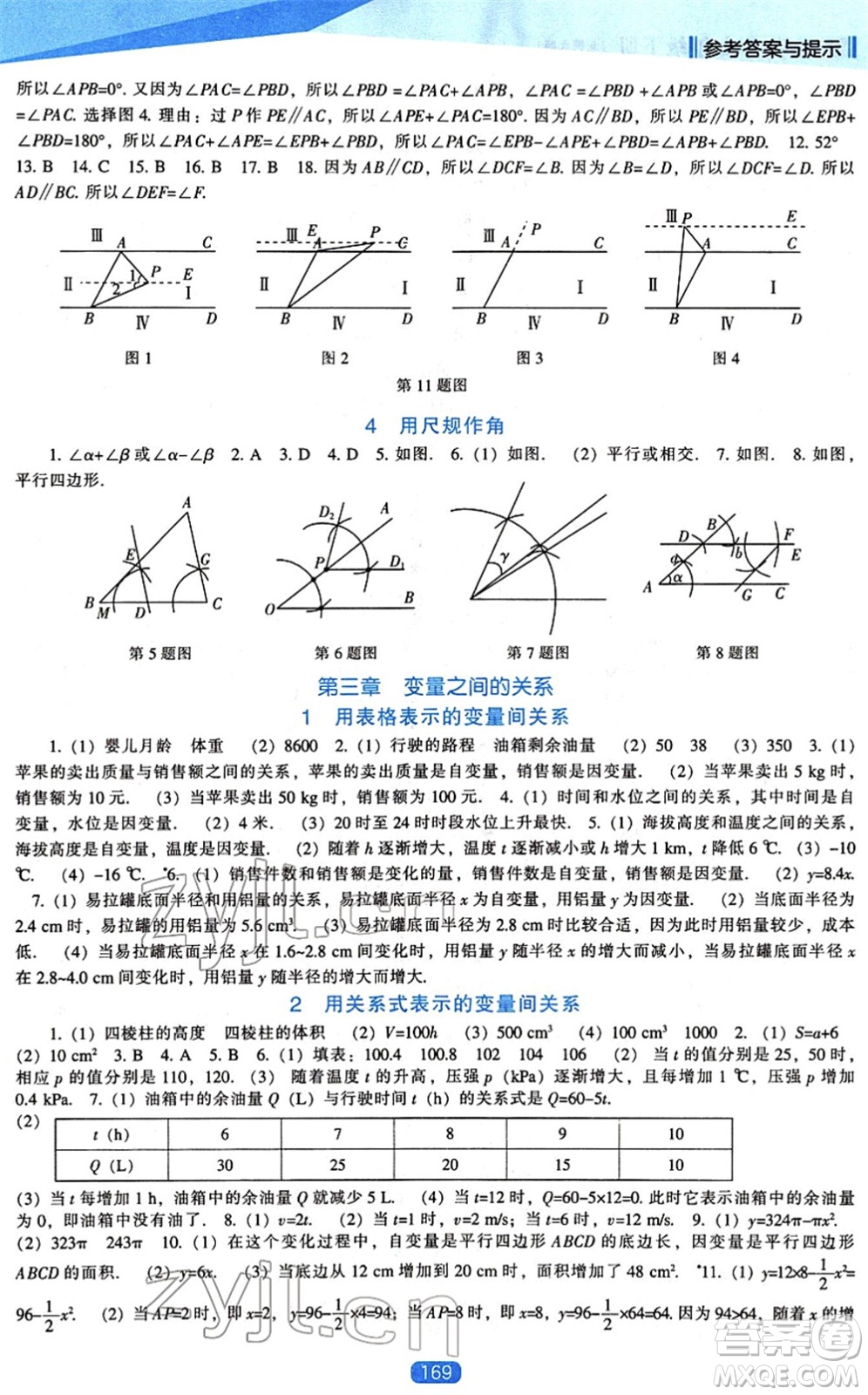 遼海出版社2022新課程數(shù)學(xué)能力培養(yǎng)七年級(jí)下冊(cè)北師大版答案