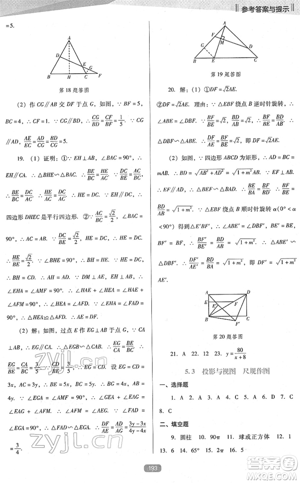 遼海出版社2022新課程數(shù)學(xué)能力培養(yǎng)九年級下冊人教版D版大連專用答案