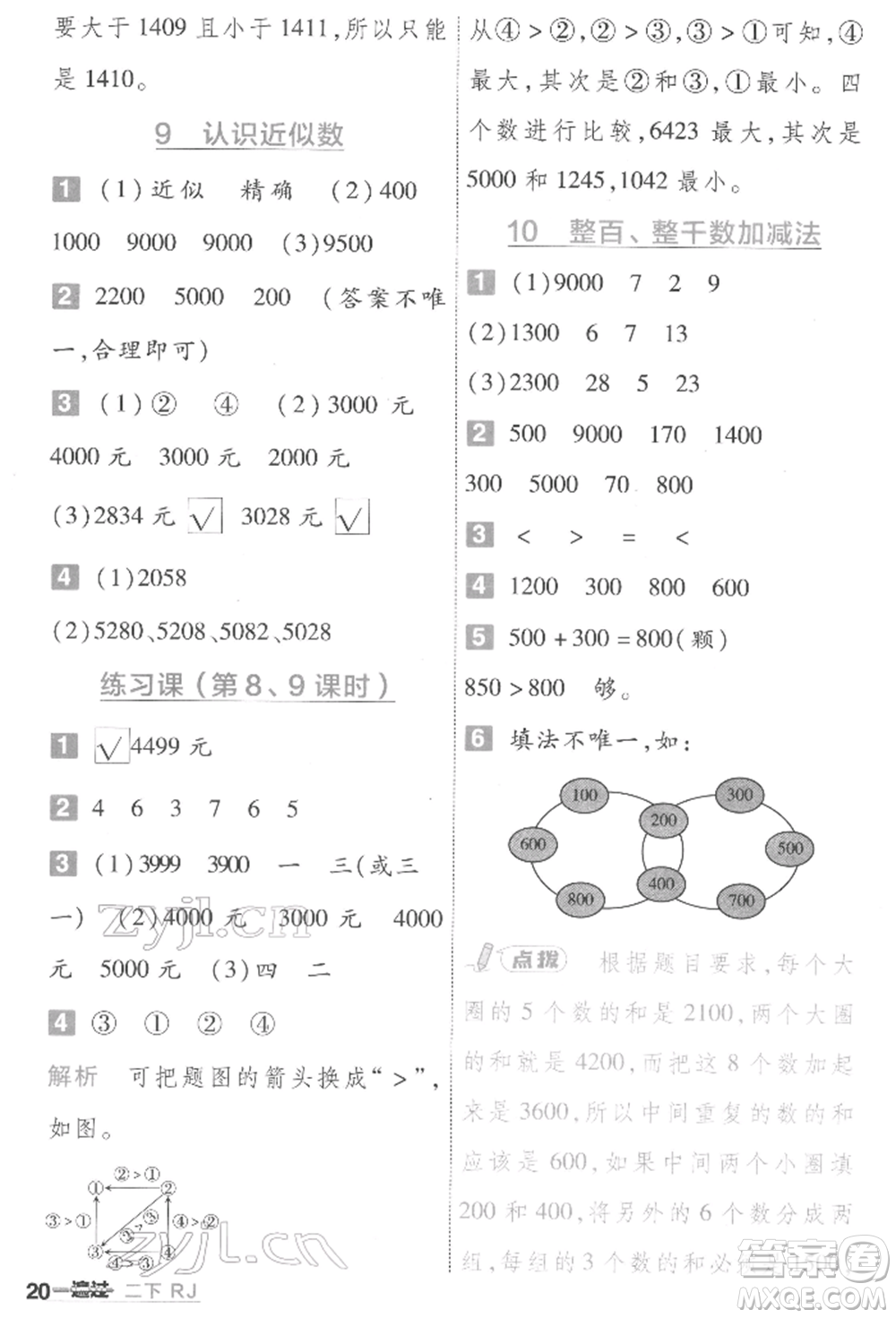 南京師范大學(xué)出版社2022一遍過二年級(jí)數(shù)學(xué)下冊人教版參考答案