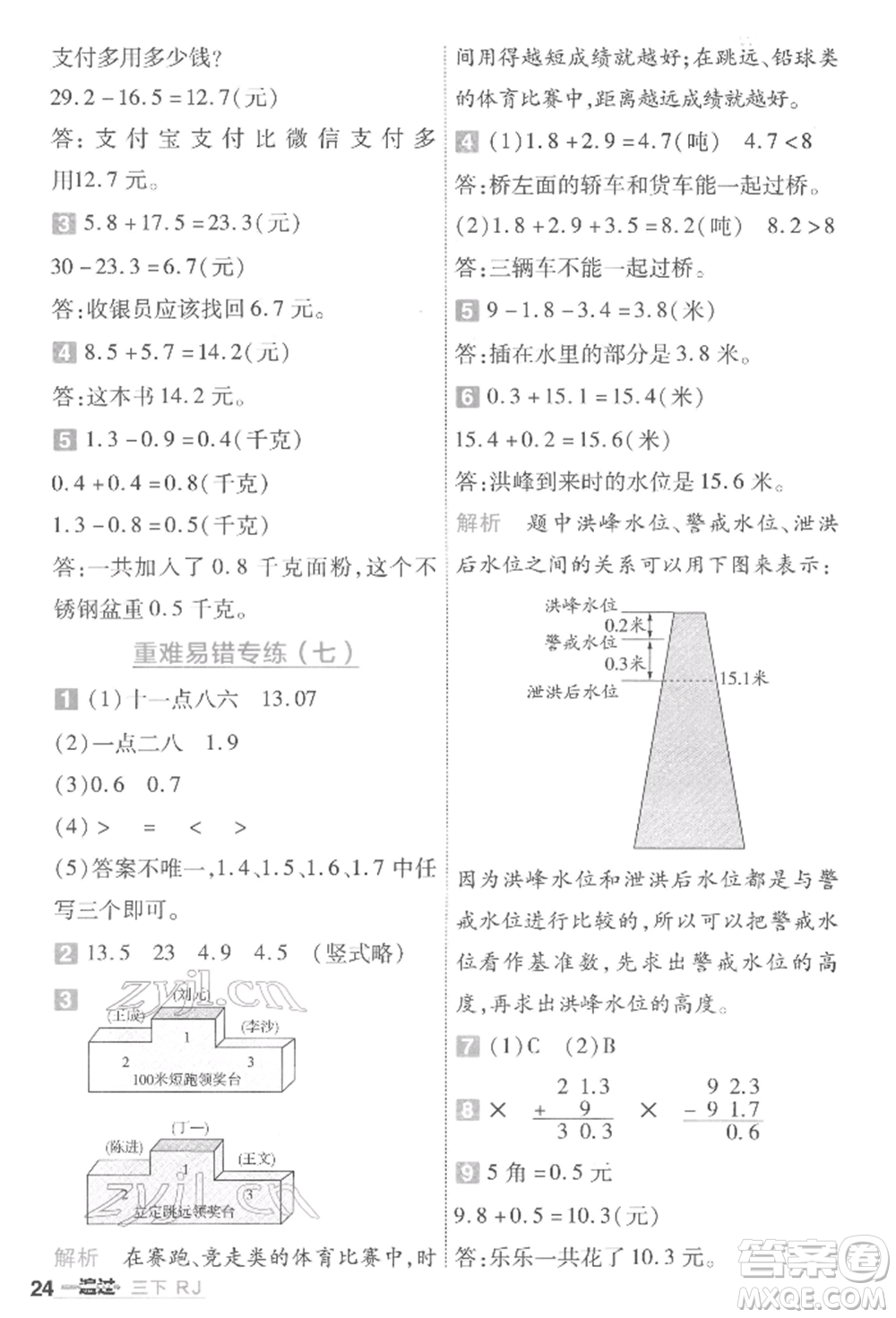 南京師范大學(xué)出版社2022一遍過三年級數(shù)學(xué)下冊人教版參考答案