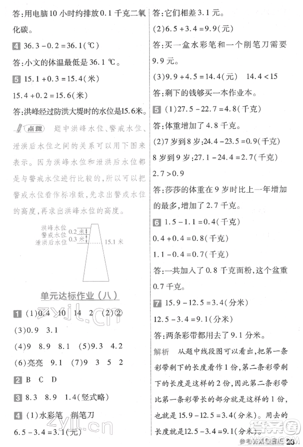 南京師范大學(xué)出版社2022一遍過(guò)三年級(jí)數(shù)學(xué)下冊(cè)蘇教版參考答案