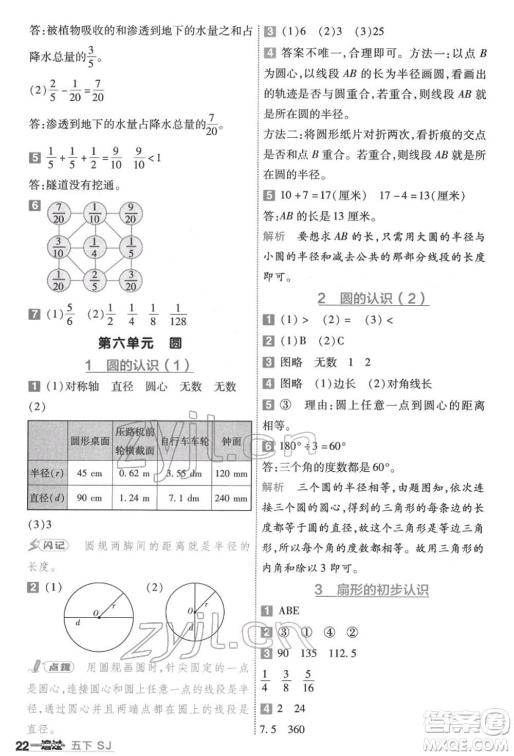 南京師范大學(xué)出版社2022一遍過(guò)五年級(jí)數(shù)學(xué)下冊(cè)蘇教版參考答案