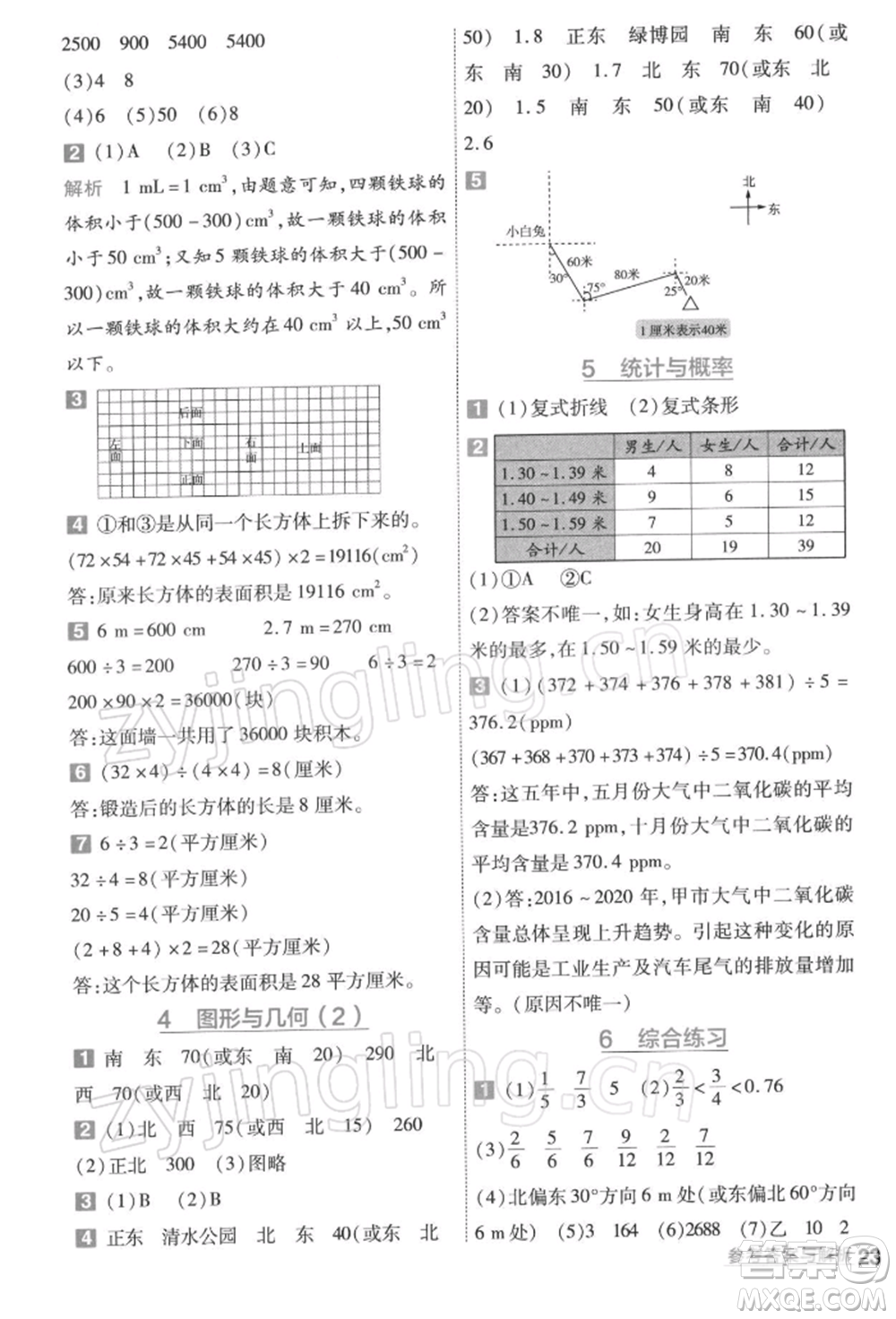 南京師范大學(xué)出版社2022一遍過五年級數(shù)學(xué)下冊北師大版參考答案