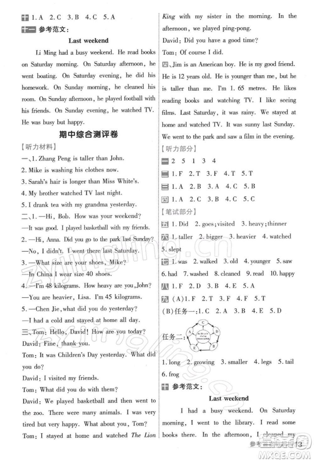 南京師范大學(xué)出版社2022一遍過(guò)六年級(jí)英語(yǔ)下冊(cè)人教版浙江專(zhuān)版參考答案