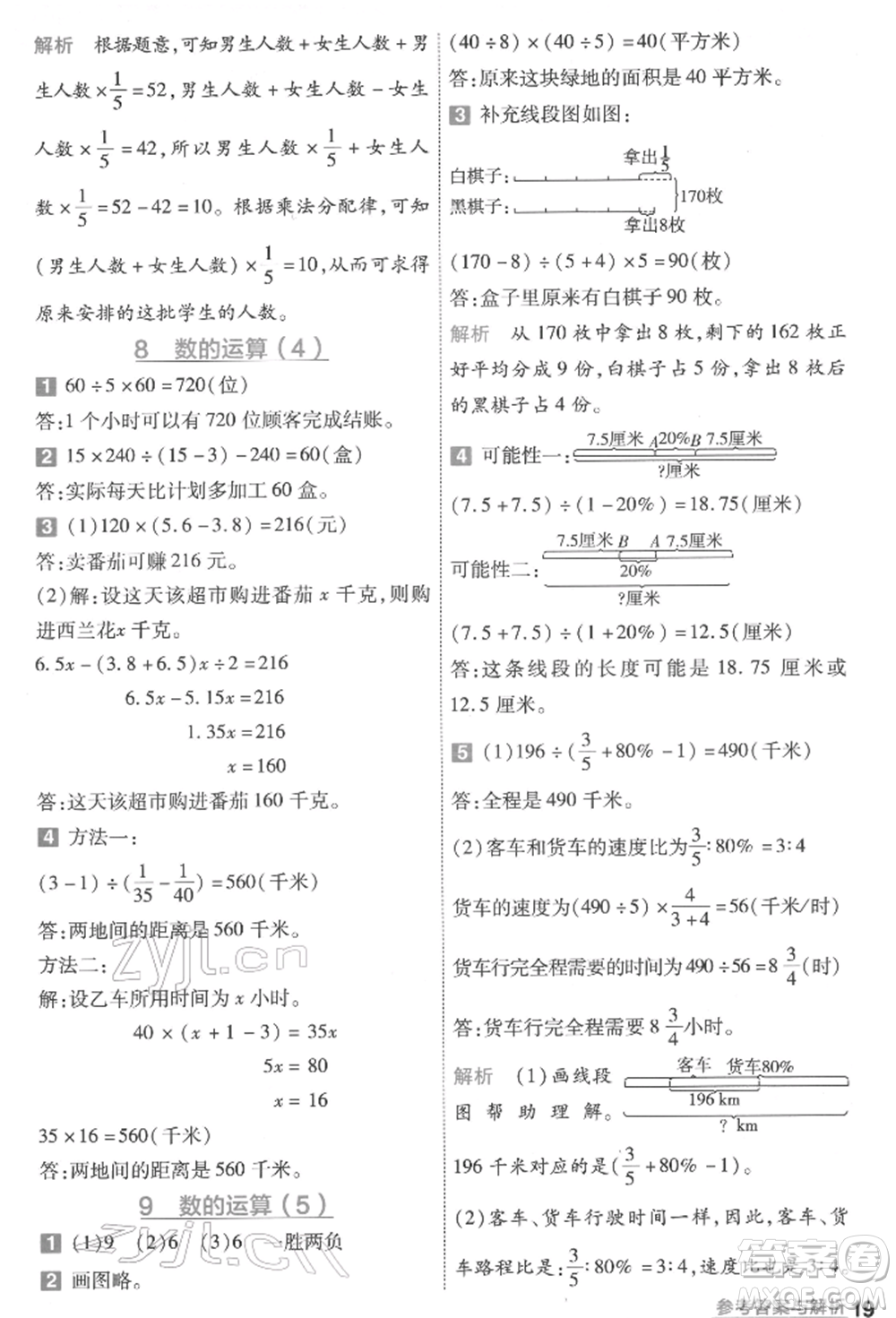 南京師范大學(xué)出版社2022一遍過(guò)六年級(jí)數(shù)學(xué)下冊(cè)蘇教版參考答案