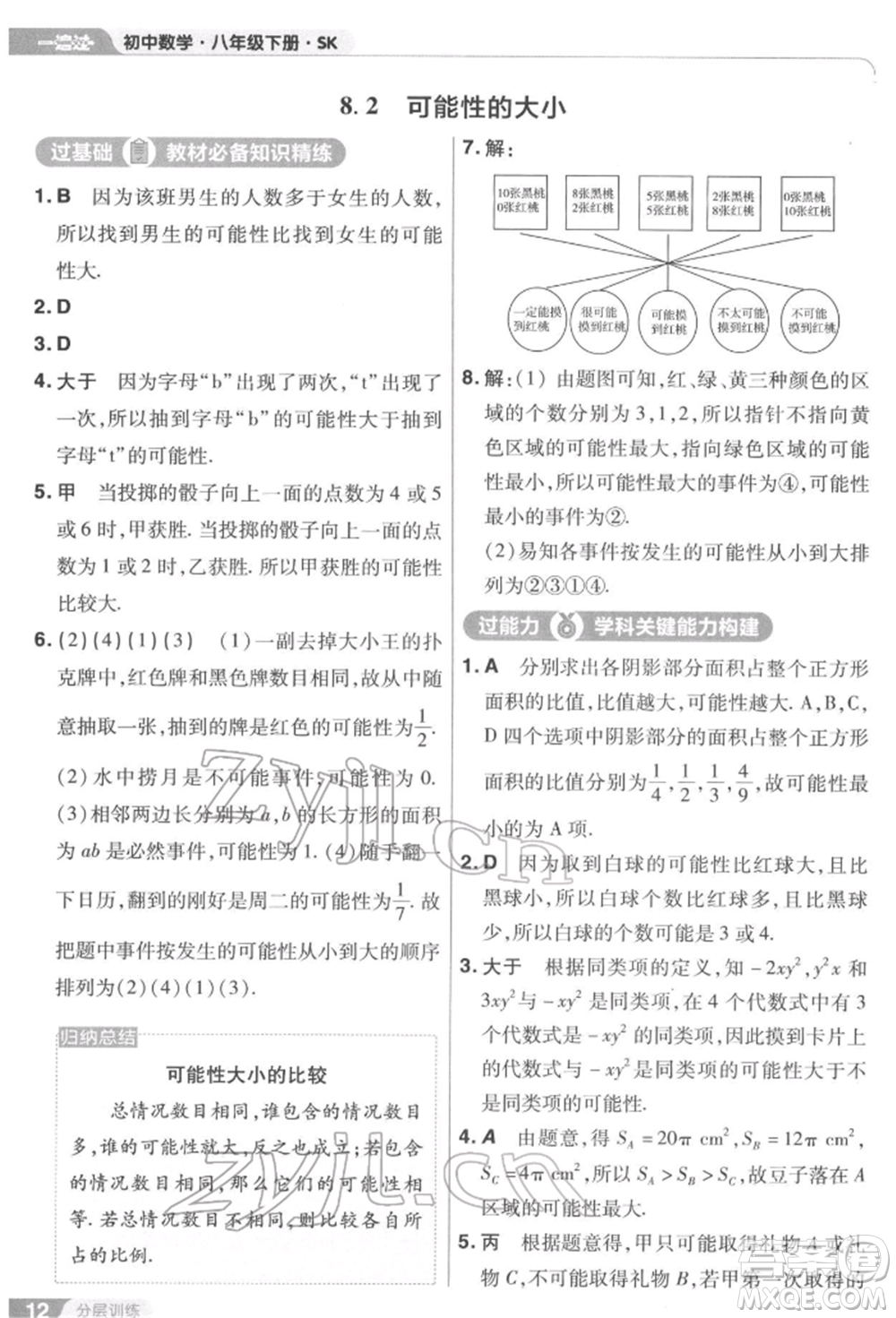 南京師范大學出版社2022一遍過八年級數(shù)學下冊蘇科版參考答案