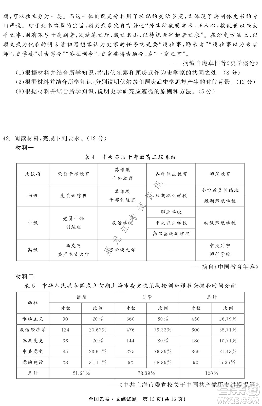 衡中同卷2022屆全國高三第二次學(xué)業(yè)質(zhì)量聯(lián)合檢測乙卷文綜試題及答案