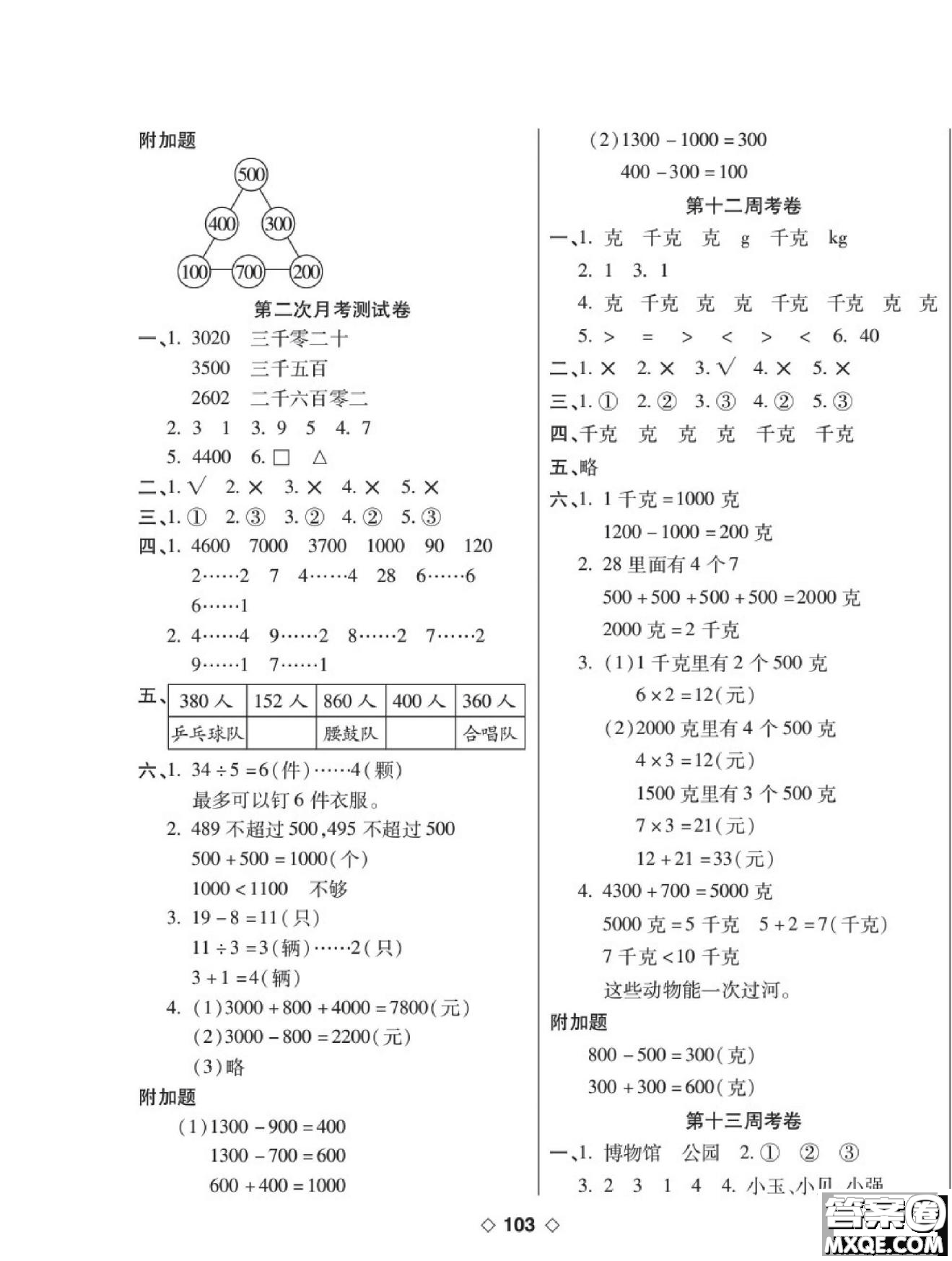 世界圖書出版公司2022考易百分百周末提優(yōu)訓(xùn)練數(shù)學(xué)2年級下RJ人教版答案