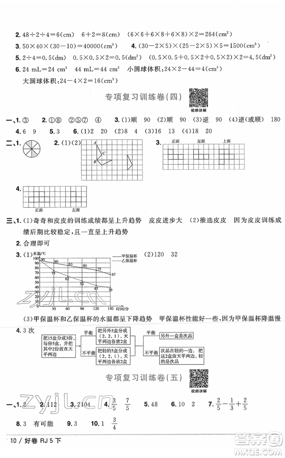 江西教育出版社2022陽光同學(xué)一線名師全優(yōu)好卷單元標(biāo)準(zhǔn)卷+期末復(fù)習(xí)卷五年級數(shù)學(xué)下冊RJ人教版答案