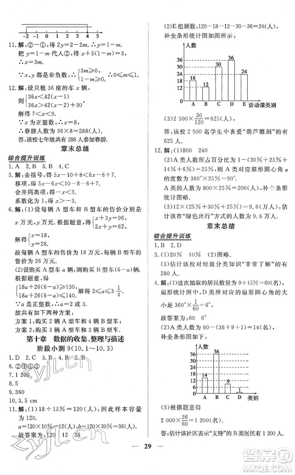 青海人民出版社2022新坐標(biāo)同步練習(xí)七年級數(shù)學(xué)下冊人教版青海專用答案