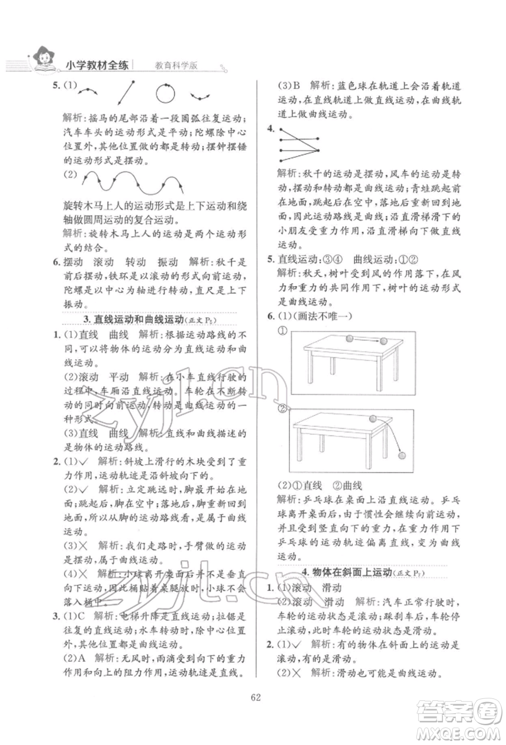 陜西人民教育出版社2022小學(xué)教材全練三年級科學(xué)下冊教育科學(xué)版參考答案