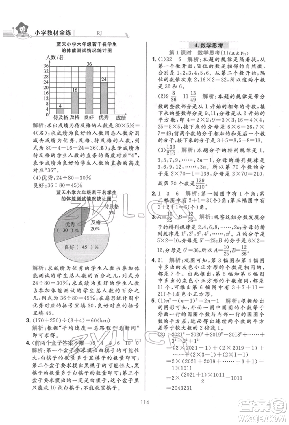 陜西人民教育出版社2022小學(xué)教材全練六年級(jí)數(shù)學(xué)下冊(cè)人教版參考答案