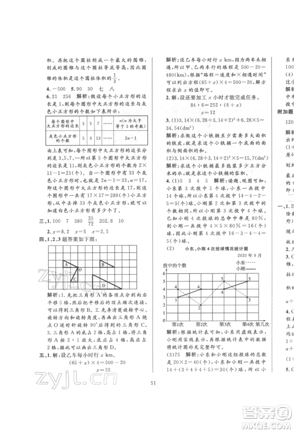 陜西人民教育出版社2022小學(xué)教材全練六年級(jí)數(shù)學(xué)下冊(cè)人教版參考答案