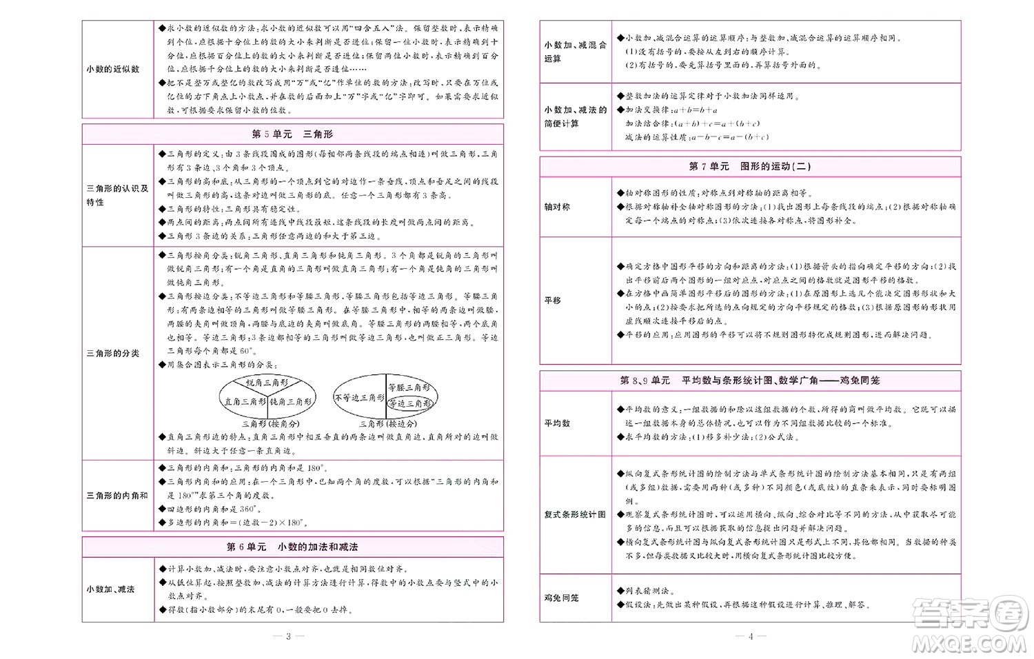 北京聯(lián)合出版社公司2022狀元新期末數(shù)學(xué)四年級下RJ人教版答案