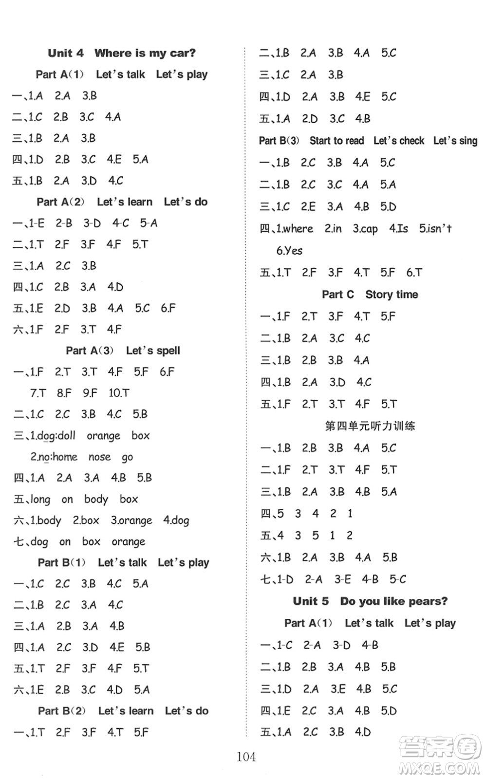 安徽文藝出版社2022陽(yáng)光課堂課時(shí)作業(yè)三年級(jí)英語(yǔ)下冊(cè)RJ人教版答案