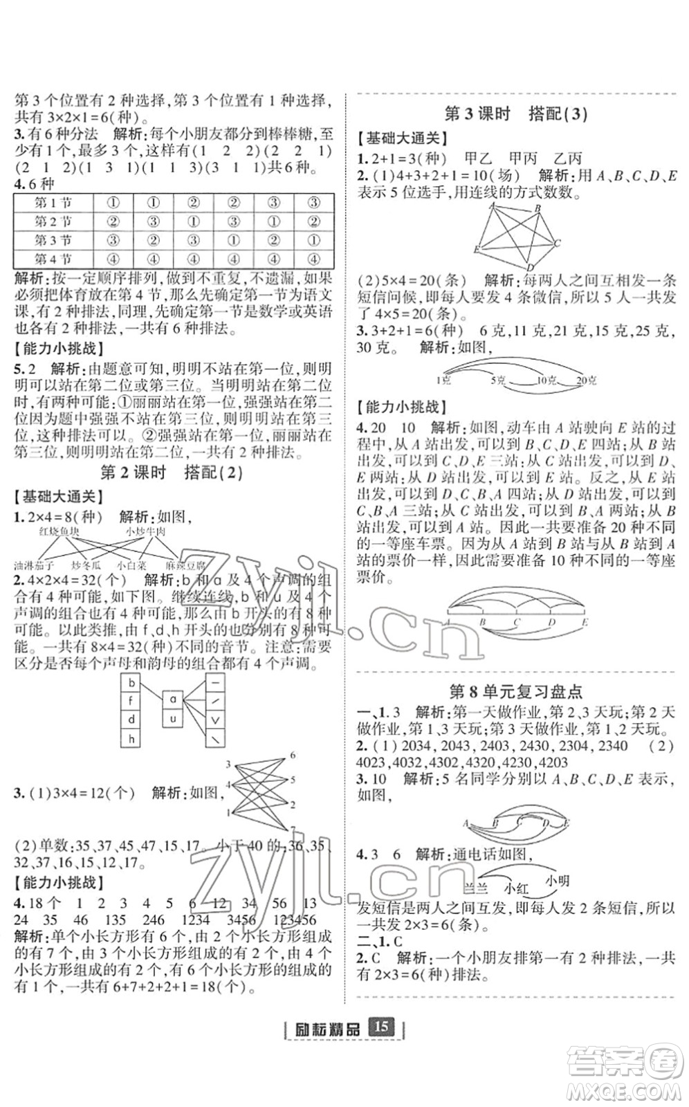 延邊人民出版社2022勵耘新同步三年級數(shù)學(xué)下冊人教版答案