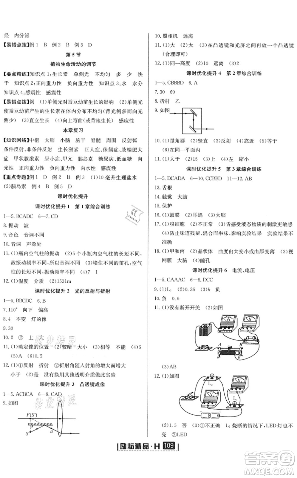 延邊人民出版社2022勵(lì)耘新同步八年級(jí)科學(xué)下冊(cè)AB本華師大版答案