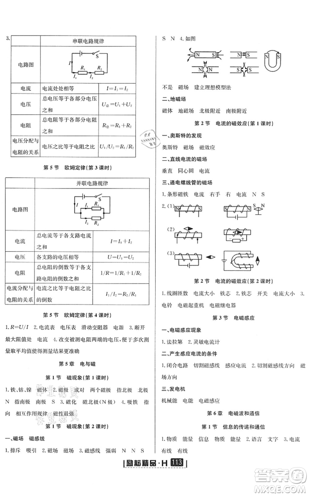 延邊人民出版社2022勵(lì)耘新同步八年級(jí)科學(xué)下冊(cè)AB本華師大版答案