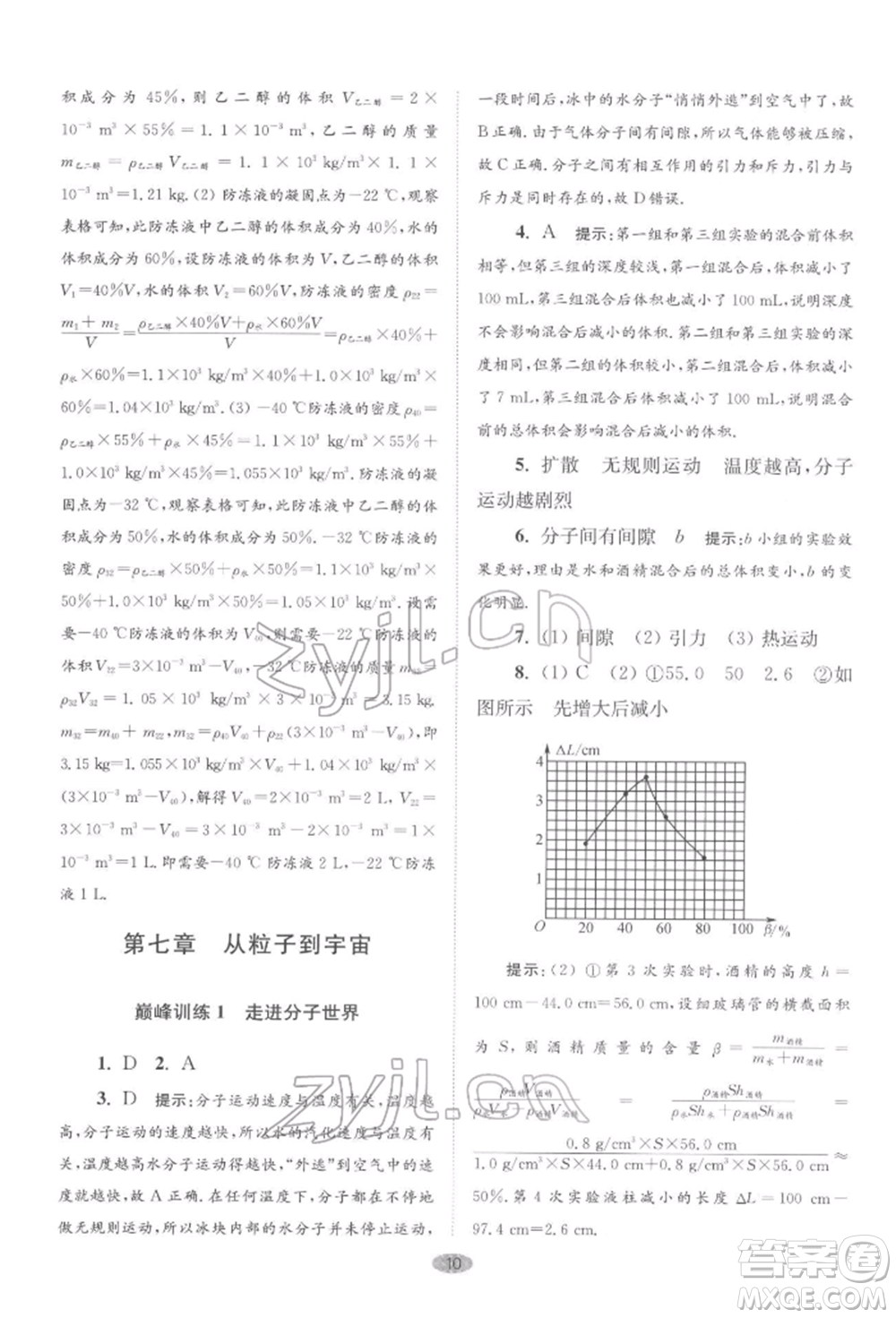 江蘇鳳凰科學(xué)技術(shù)出版社2022小題狂做八年級物理下冊蘇科版巔峰版參考答案