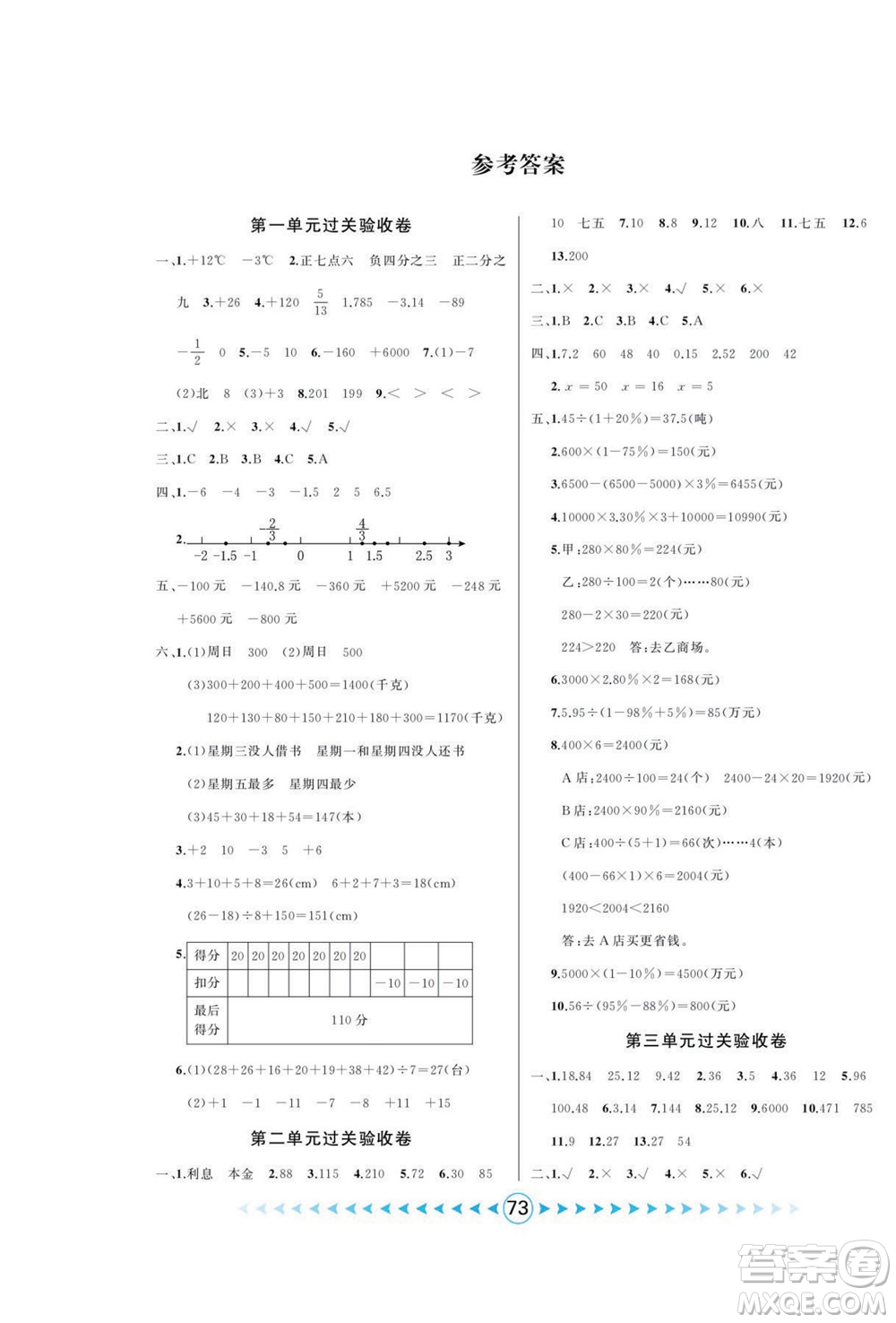 吉林出版集團股份有限公司2022優(yōu)卷總動員數(shù)學六年級下冊人教版答案