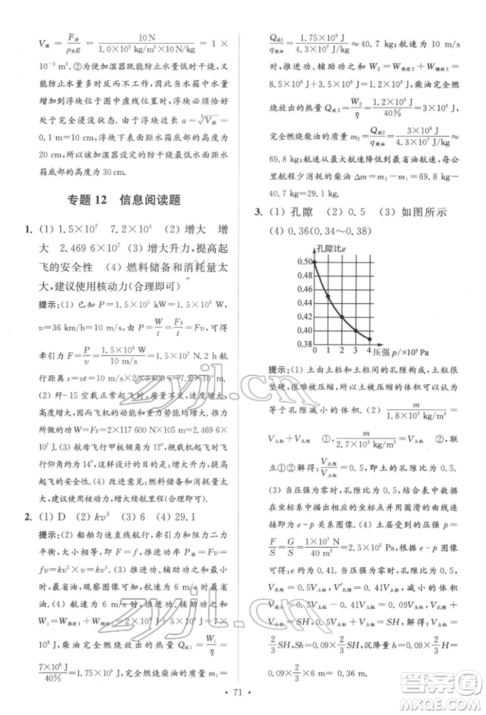 江蘇鳳凰科學技術出版社2022小題狂做中考物理通用版提優(yōu)版參考答案