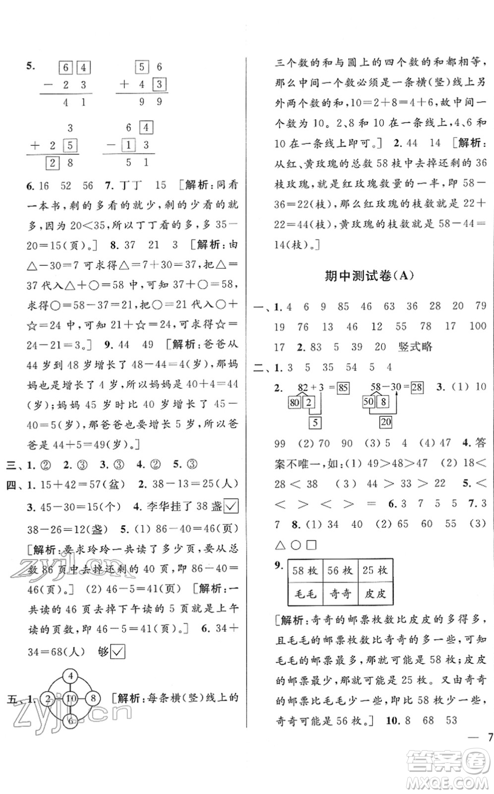 云南美術(shù)出版社2022同步跟蹤全程檢測(cè)一年級(jí)數(shù)學(xué)下冊(cè)蘇教版答案