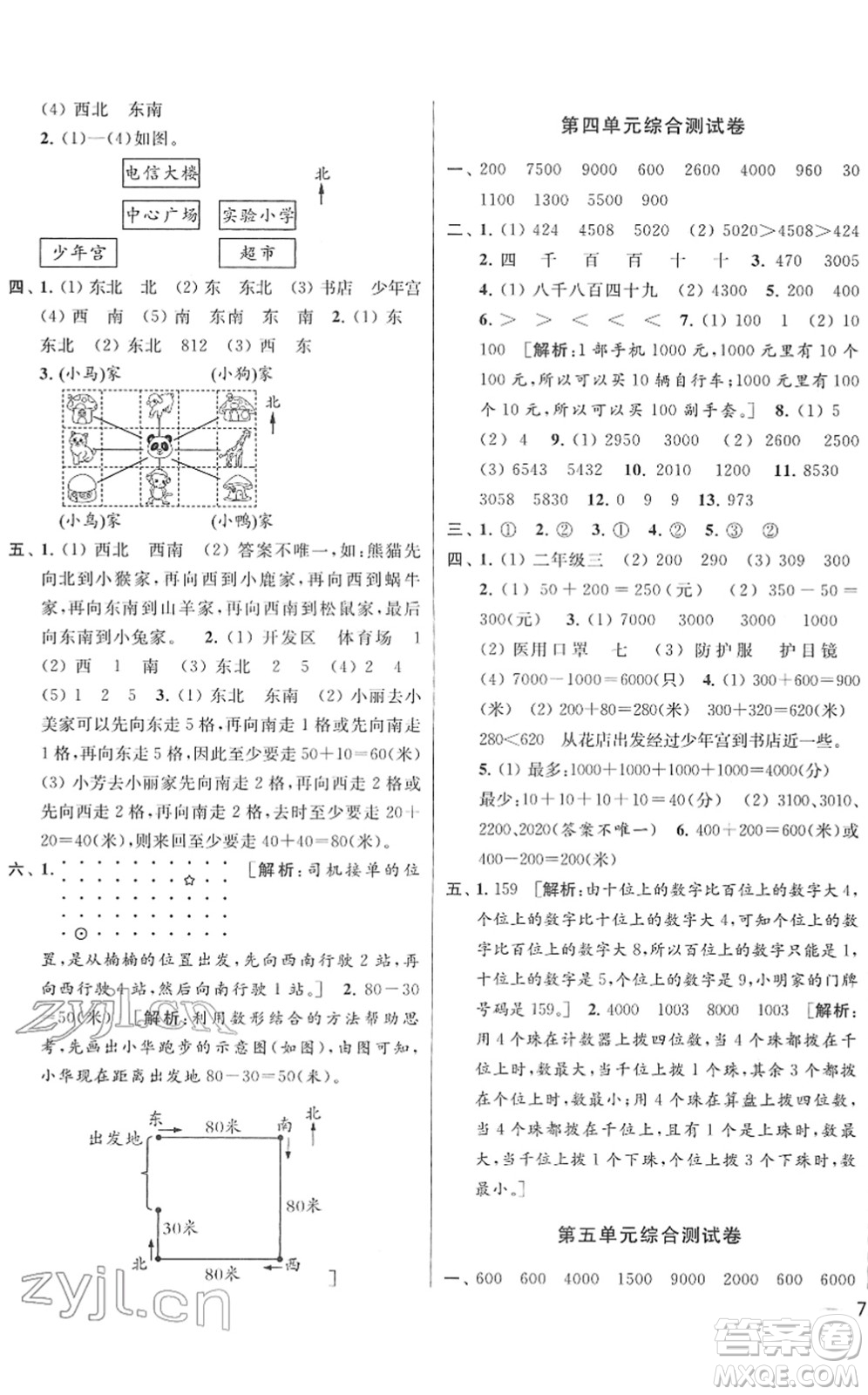 云南美術(shù)出版社2022同步跟蹤全程檢測二年級(jí)數(shù)學(xué)下冊(cè)蘇教版答案