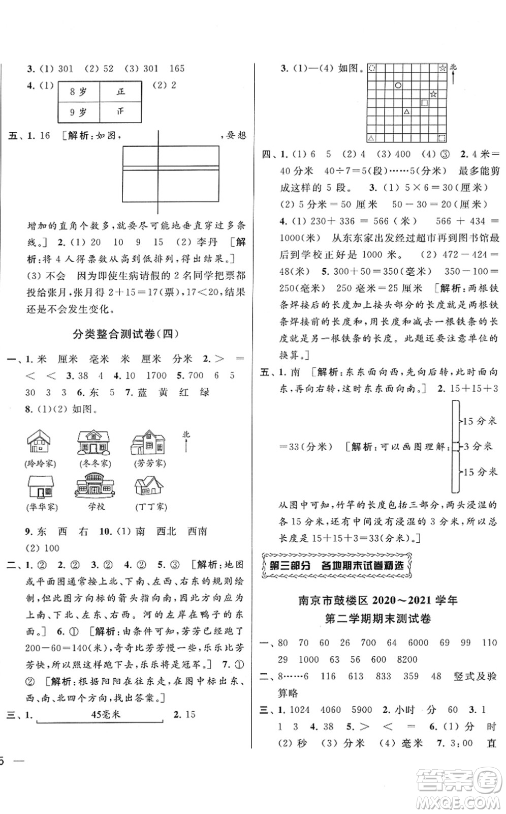 云南美術(shù)出版社2022同步跟蹤全程檢測二年級(jí)數(shù)學(xué)下冊(cè)蘇教版答案