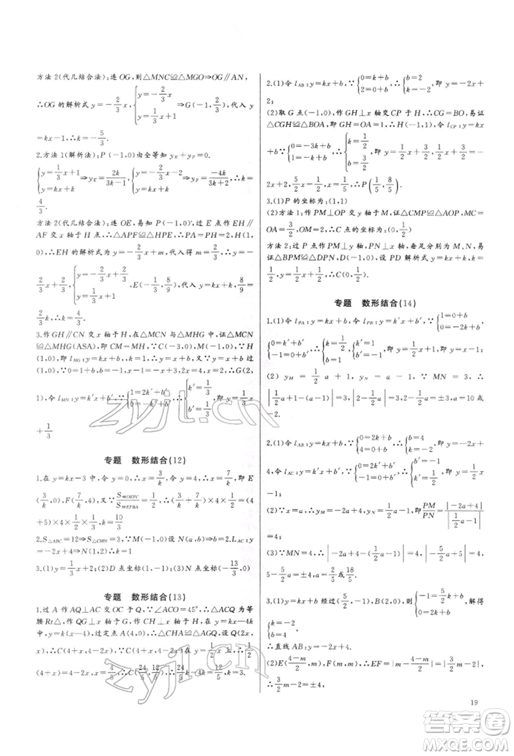 長江少年兒童出版社2022思維新觀察培優(yōu)講練八年級下冊數(shù)學(xué)人教版參考答案