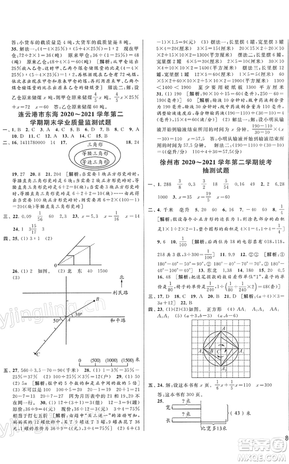 云南美術(shù)出版社2022同步跟蹤全程檢測(cè)六年級(jí)數(shù)學(xué)下冊(cè)蘇教版答案