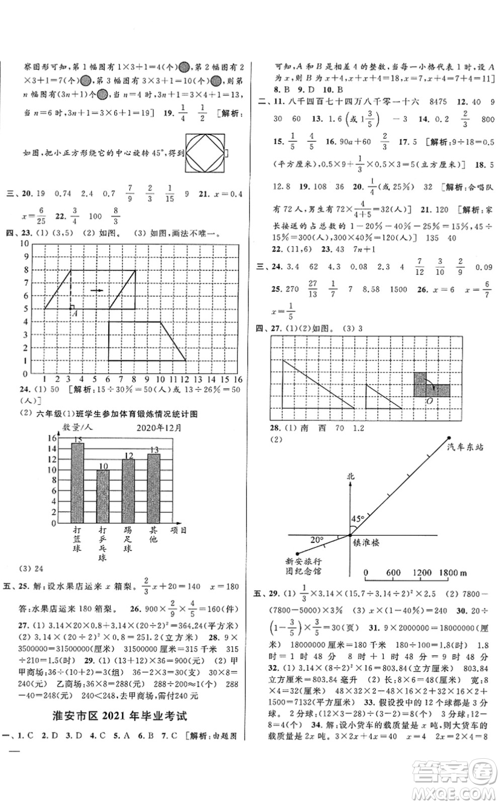 云南美術(shù)出版社2022同步跟蹤全程檢測(cè)六年級(jí)數(shù)學(xué)下冊(cè)蘇教版答案