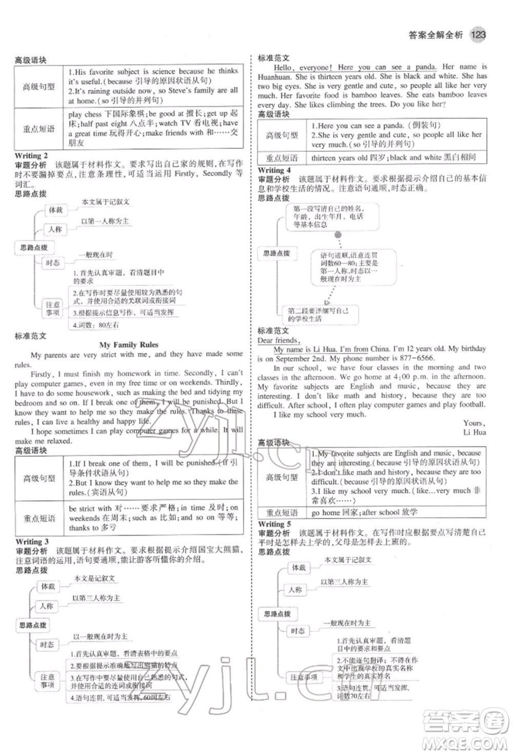 教育科學出版社2022年5年中考3年模擬六年級英語下冊魯教版山東專版參考答案