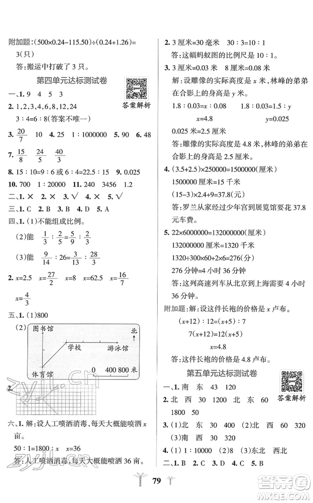 陜西師范大學出版總社2022小學學霸沖A卷六年級數(shù)學下冊SJ蘇教版答案