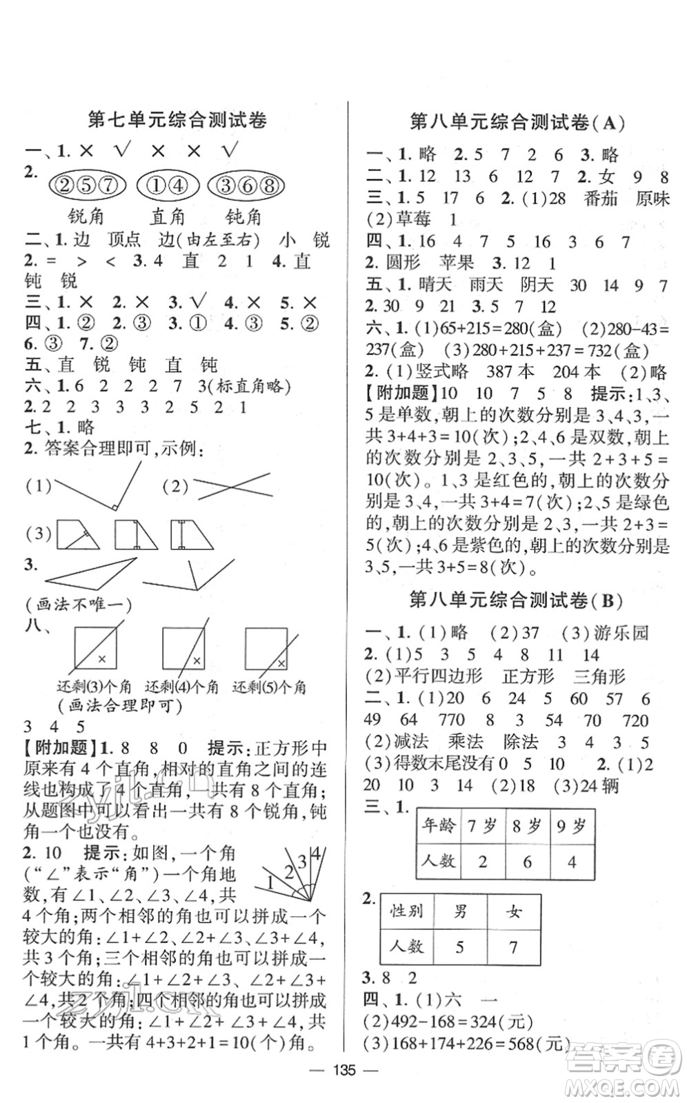 寧夏人民教育出版社2022學(xué)霸提優(yōu)大試卷二年級數(shù)學(xué)下冊江蘇國標(biāo)版答案