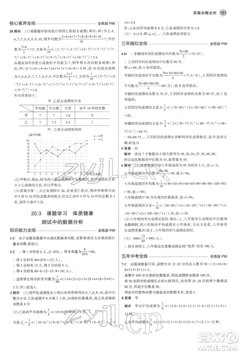 首都師范大學(xué)出版社2022年5年中考3年模擬八年級數(shù)學(xué)下冊人教版參考答案