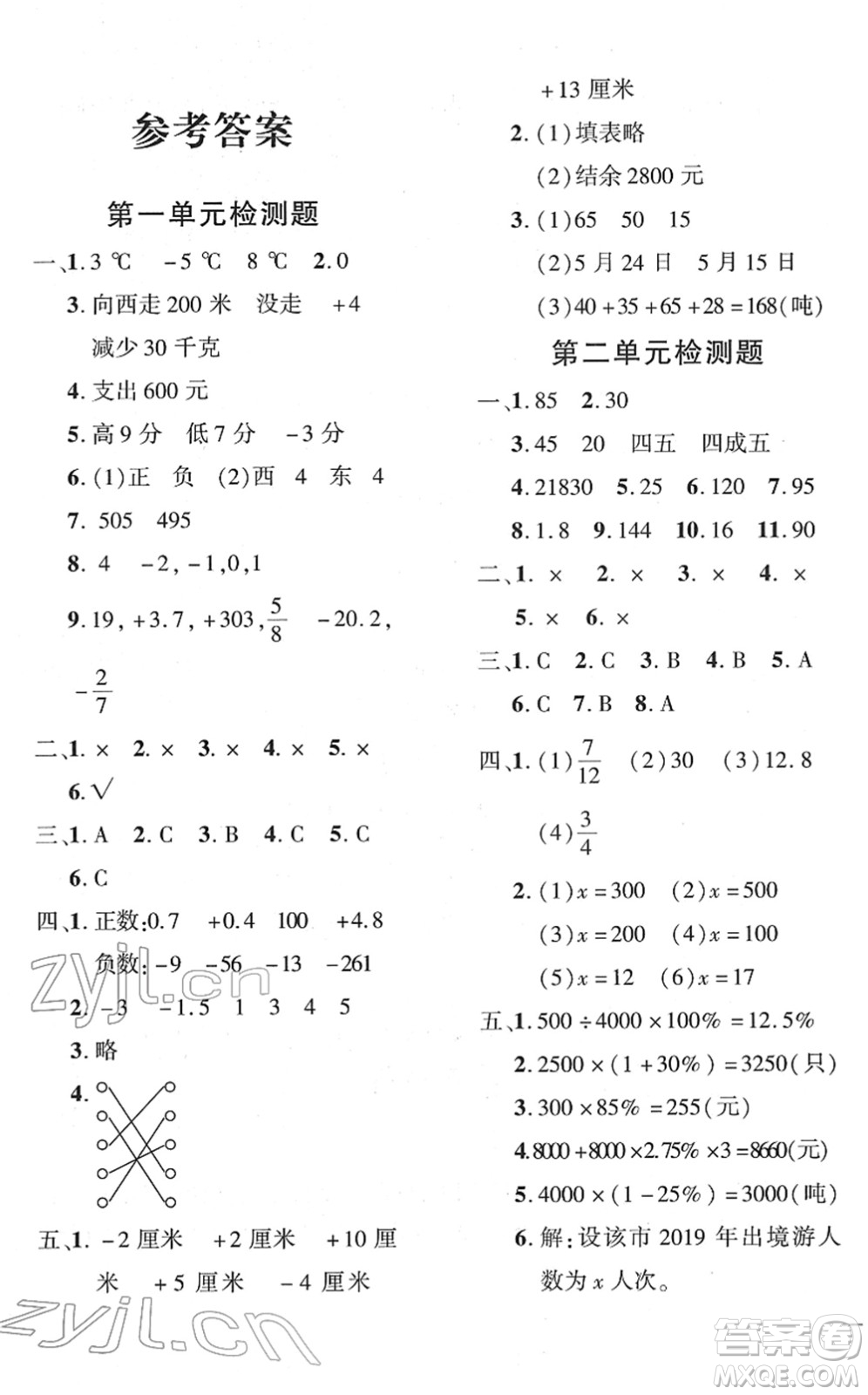 濟(jì)南出版社2022黃岡360度定制密卷六年級(jí)數(shù)學(xué)下冊(cè)RJ人教版答案