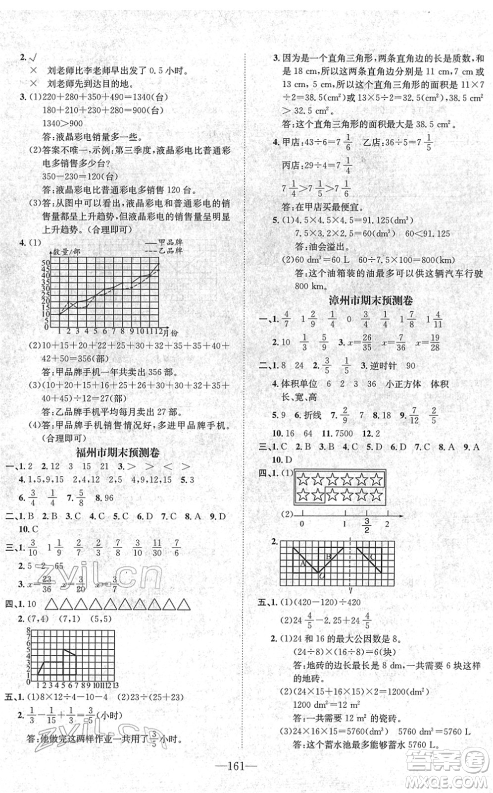 陽光出版社2022培優(yōu)作業(yè)本五年級數(shù)學(xué)下冊RJ人教版福建專版答案