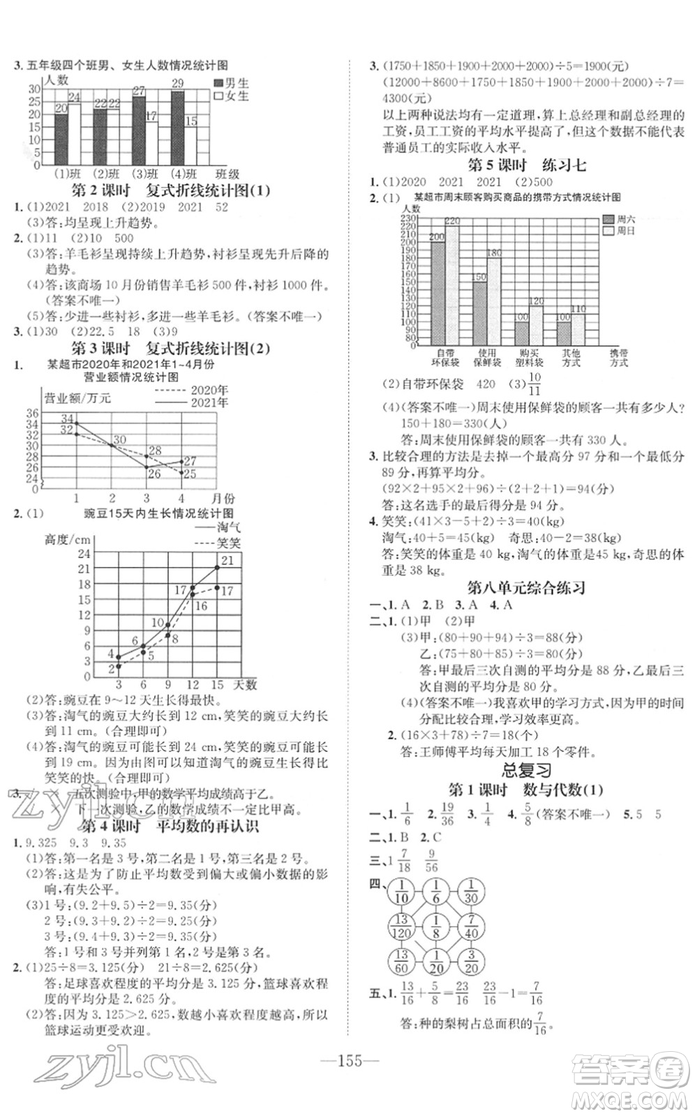 陽光出版社2022培優(yōu)作業(yè)本五年級數(shù)學下冊BS北師版福建專版答案