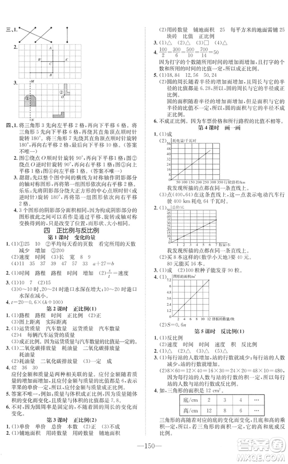 陽(yáng)光出版社2022培優(yōu)作業(yè)本六年級(jí)數(shù)學(xué)下冊(cè)BS北師版福建專(zhuān)版答案