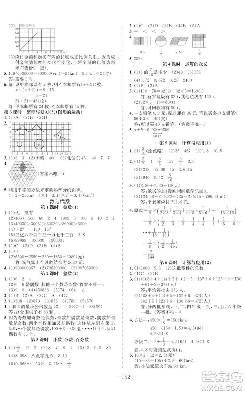 陽(yáng)光出版社2022培優(yōu)作業(yè)本六年級(jí)數(shù)學(xué)下冊(cè)BS北師版福建專(zhuān)版答案