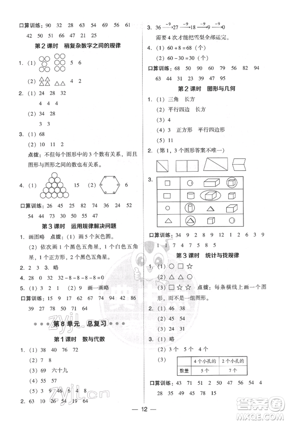 吉林教育出版社2022典中點綜合應(yīng)用創(chuàng)新題一年級數(shù)學(xué)下冊人教版參考答案