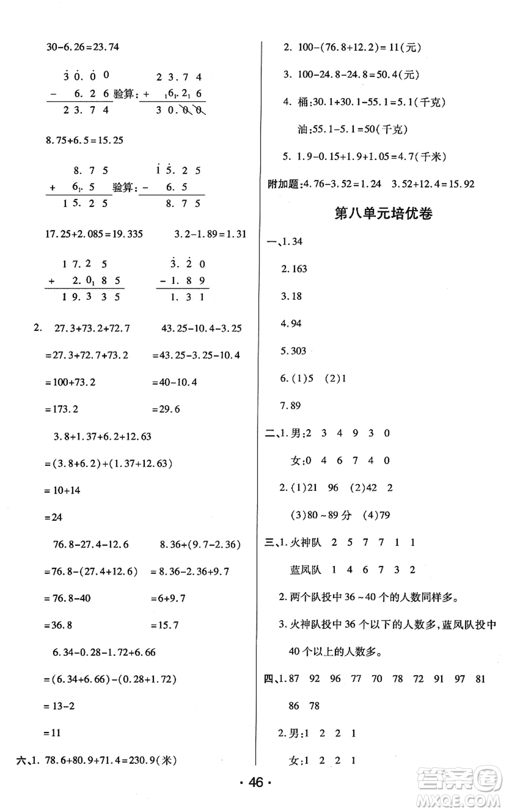 開明出版社2022黃岡同步練一日一練四年級數(shù)學下冊QD青島版答案