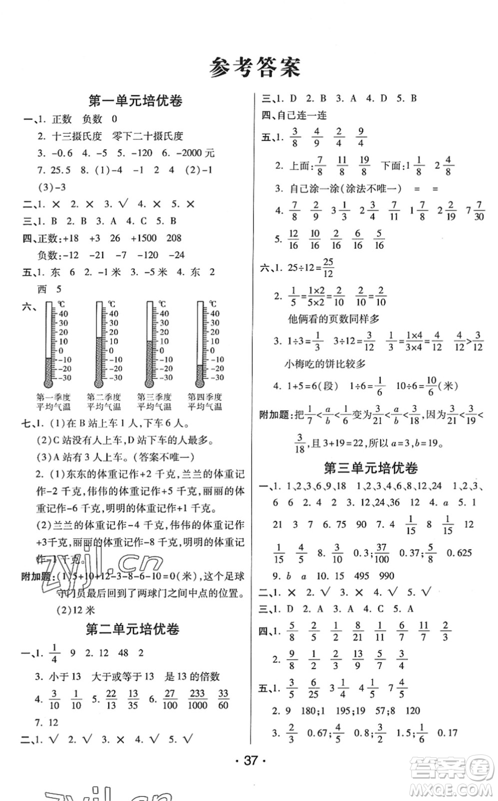 開明出版社2022黃岡同步練一日一練五年級數(shù)學(xué)下冊QD青島版答案