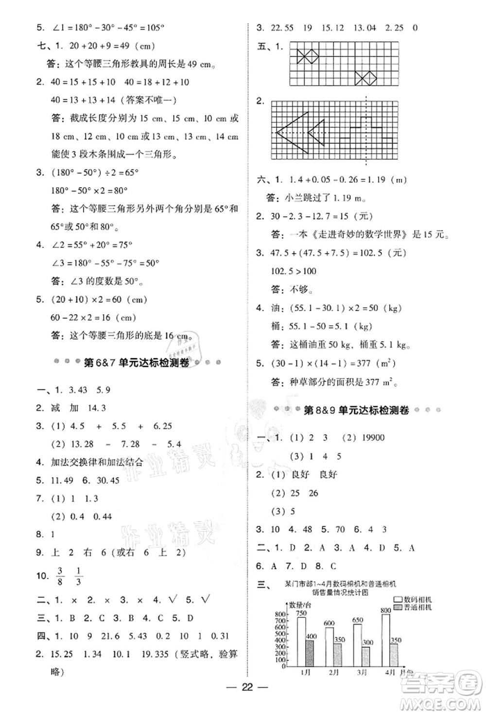 吉林教育出版社2022典中點綜合應(yīng)用創(chuàng)新題四年級數(shù)學(xué)下冊人教版參考答案