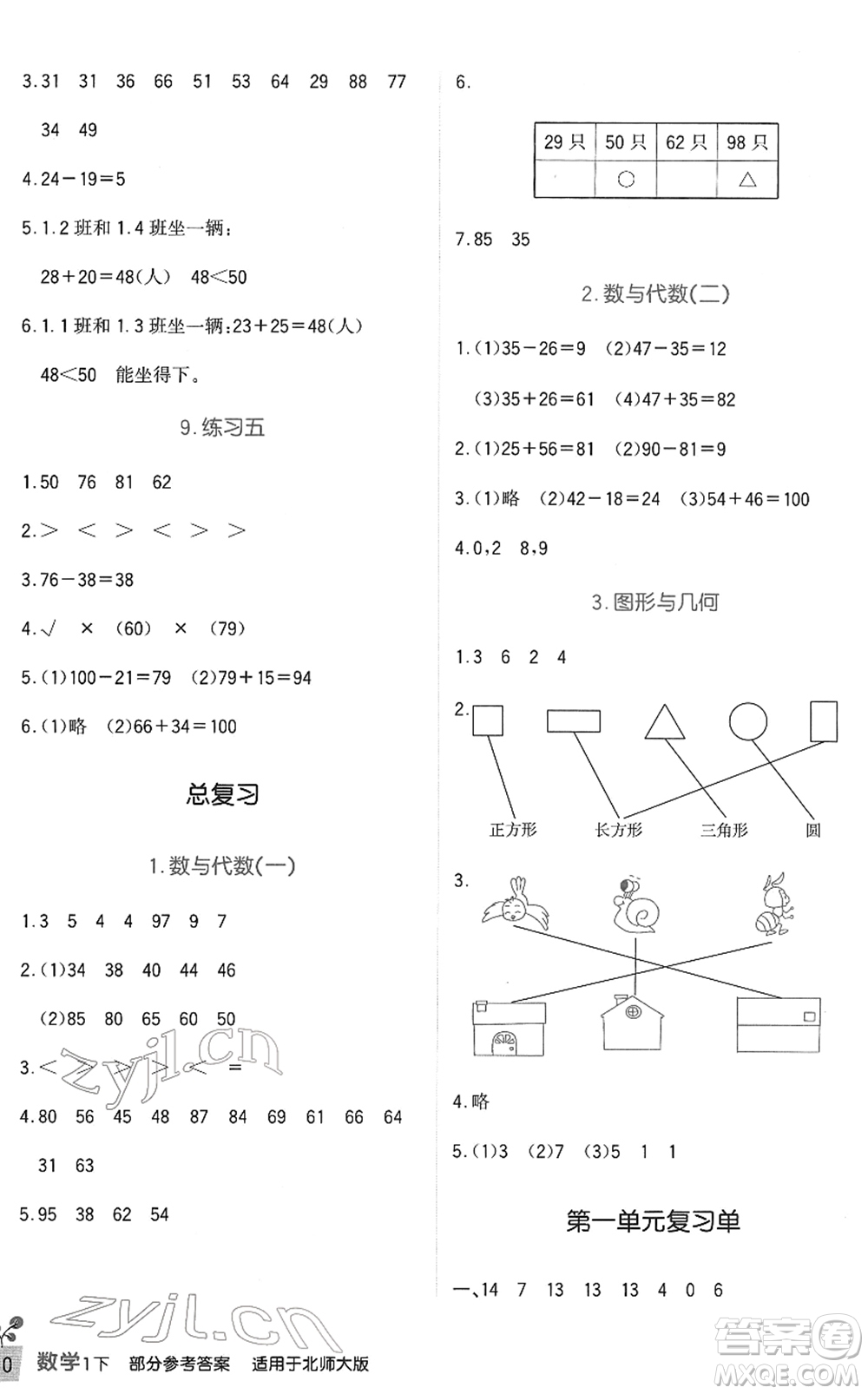 四川教育出版社2022新課標(biāo)小學(xué)生學(xué)習(xí)實(shí)踐園地一年級(jí)數(shù)學(xué)下冊(cè)北師大版答案