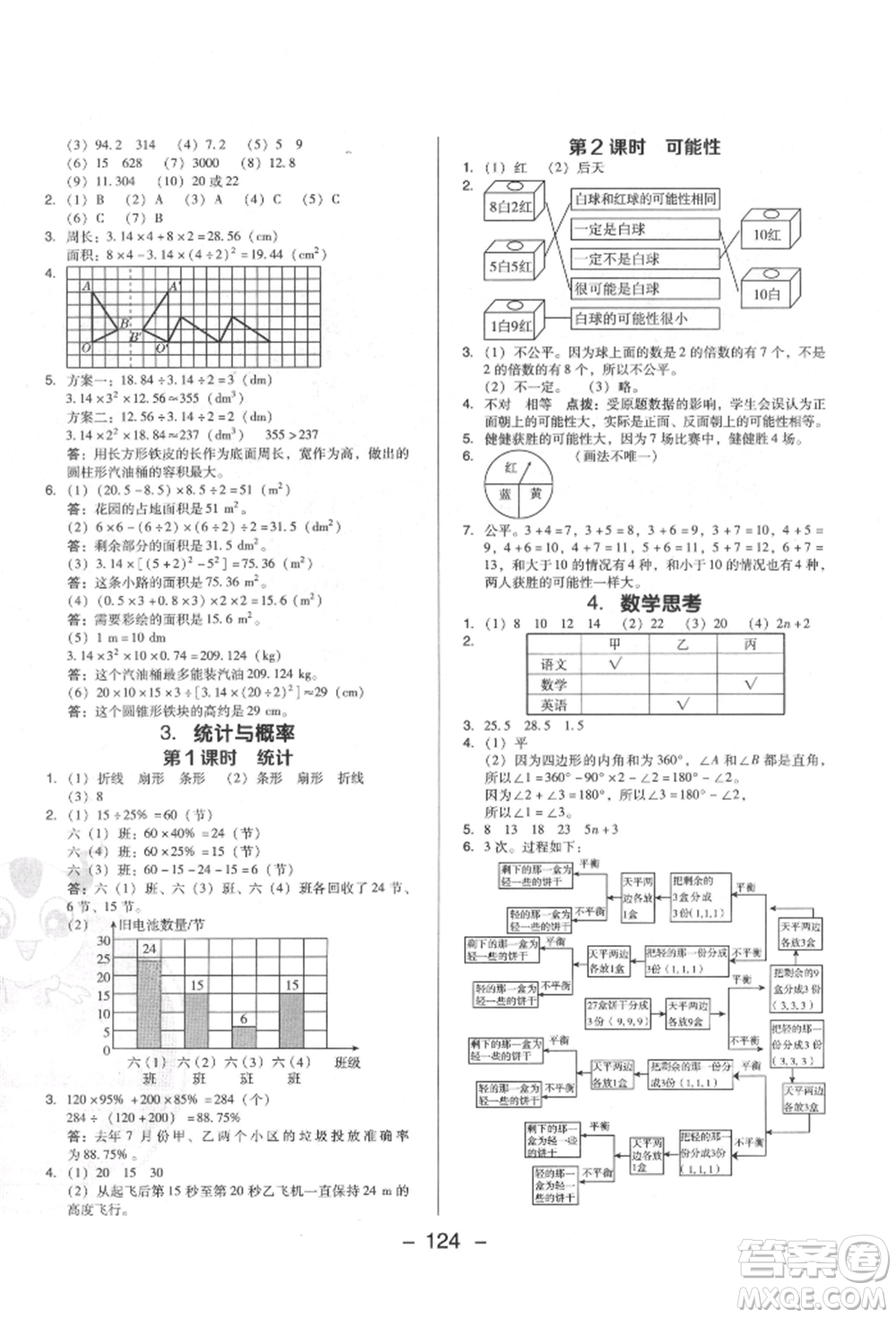 陜西人民教育出版社2022典中點綜合應(yīng)用創(chuàng)新題六年級數(shù)學(xué)下冊人教版福建專版參考答案