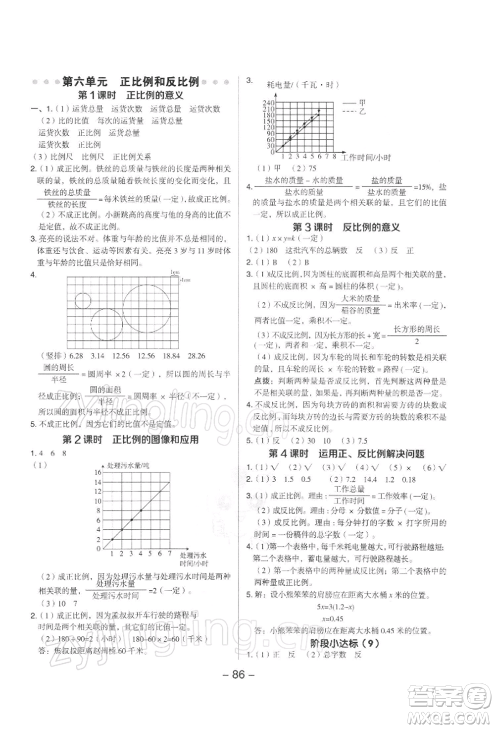 吉林教育出版社2022典中點綜合應用創(chuàng)新題六年級數(shù)學下冊蘇教版參考答案