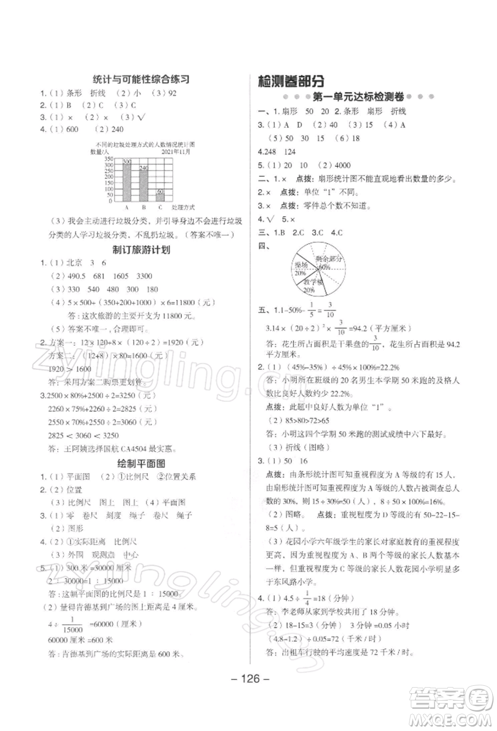 吉林教育出版社2022典中點綜合應用創(chuàng)新題六年級數(shù)學下冊蘇教版參考答案