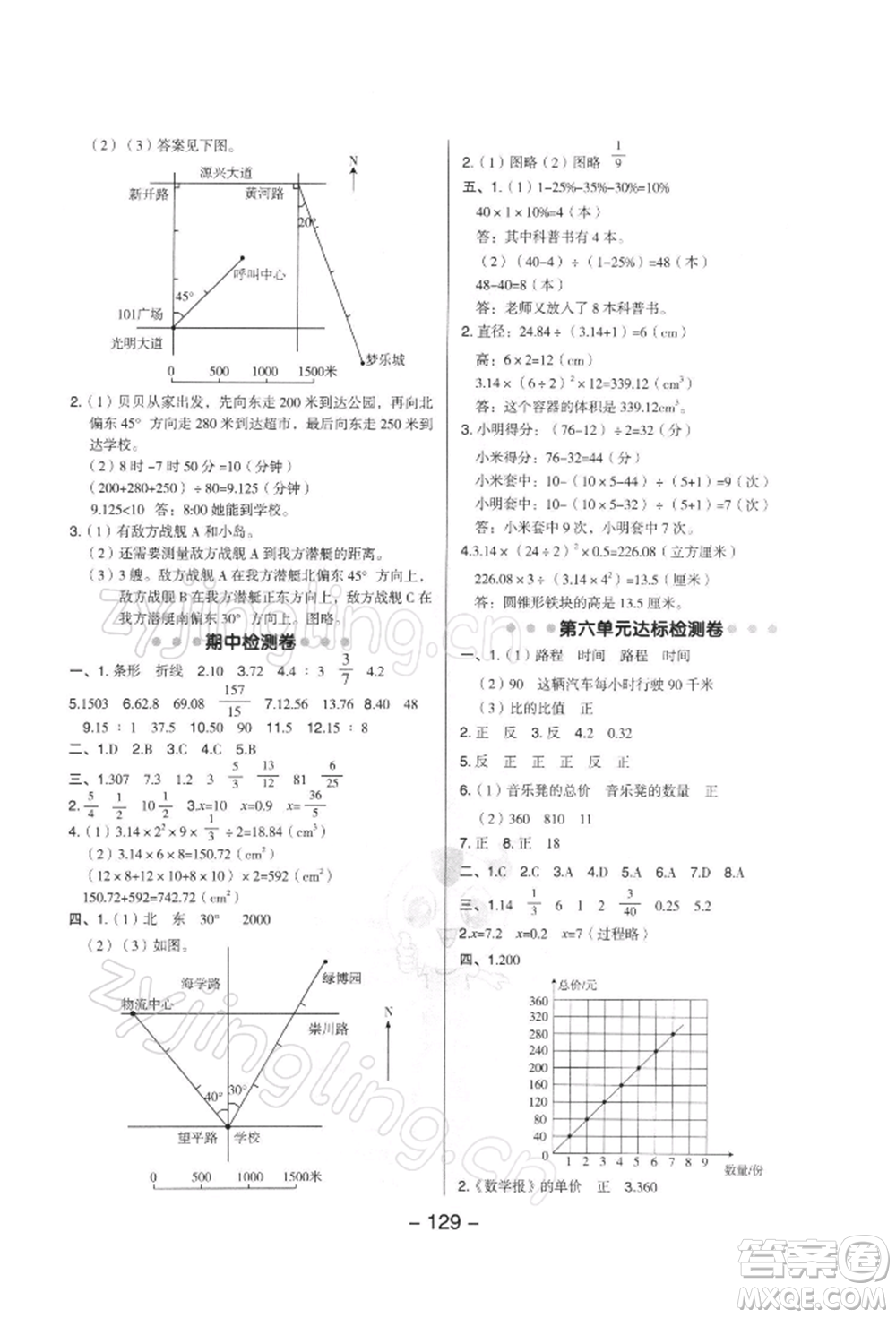 吉林教育出版社2022典中點綜合應用創(chuàng)新題六年級數(shù)學下冊蘇教版參考答案